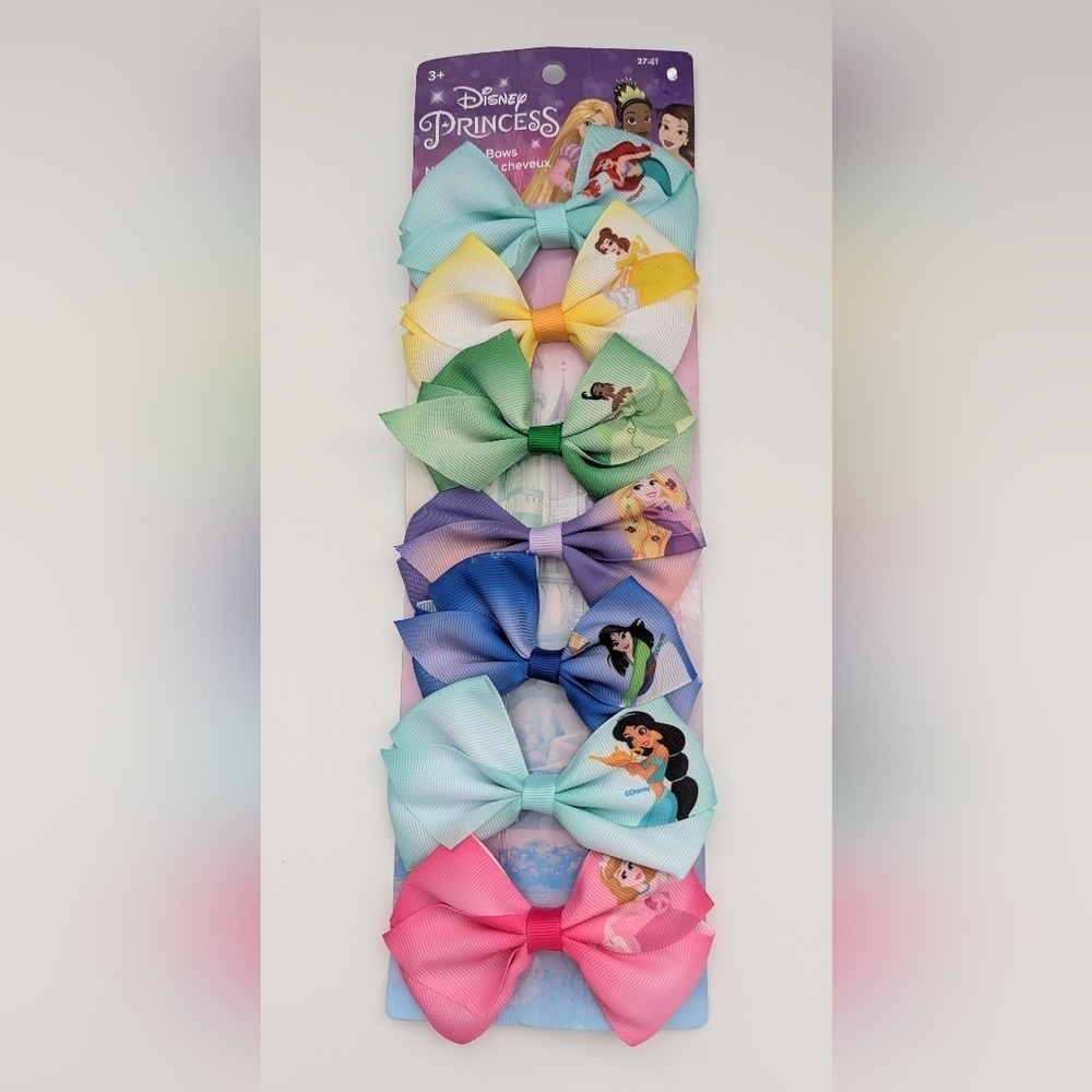 NWT 7 Colorful Disney Princess Hair Bow Clips
